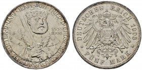 Deutsche Münzen und Medaillen ab 1871 
 Silbermünzen des Kaiserreiches 
 Sachsen-Weimar-Eisenach 
 Wilhelm Ernst 1901-1918. 5 Mark 1908. Uni Jena. ...