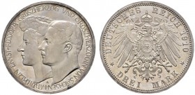 Deutsche Münzen und Medaillen ab 1871 
 Silbermünzen des Kaiserreiches 
 Sachsen-Weimar-Eisenach 
 Wilhelm Ernst 1901-1918. 3 Mark 1910 A. Zweite H...