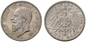 Deutsche Münzen und Medaillen ab 1871 
 Silbermünzen des Kaiserreiches 
 Schaumburg-Lippe 
 Georg 1893-1911. 2 Mark 1904 A. J. 164. Auflage: 5.000 ...