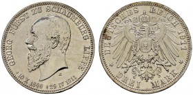 Deutsche Münzen und Medaillen ab 1871 
 Silbermünzen des Kaiserreiches 
 Schaumburg-Lippe 
 Georg 1893-1911. 3 Mark 1911 A. Auf seinen Tod. J. 166....