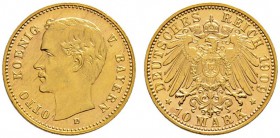 Deutsche Münzen und Medaillen ab 1871 
 Reichsgoldmünzen 
 Bayern 
 Otto 1886-1913. 10 Mark 1909 D. J. 201.
 vorzüglich-Stempelglanz
