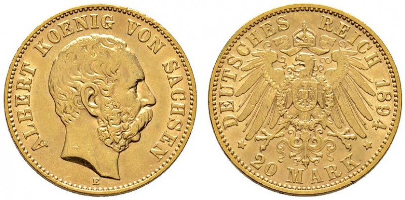 Deutsche Münzen und Medaillen ab 1871 
 Reichsgoldmünzen 
 Sachsen 
 Albert 1...