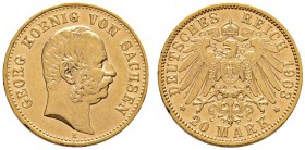Deutsche Münzen und Medaillen ab 1871 
 Reichsgoldmünzen 
 Sachsen 
 Georg 1902-1904. 20 Mark 1903 E. J. 266.
 sehr schön-vorzüglich