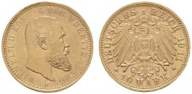 Deutsche Münzen und Medaillen ab 1871 
 Reichsgoldmünzen 
 Württemberg 
 Wilhelm II. 1891-1918. 10 Mark 1911 F. J. 295.
 minimale Randfehler, fast...