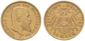 Deutsche Münzen und Medaillen ab 1871 
 Reichsgoldmünzen 
 Württemberg 
 Wilhelm II. 1891-1918. 20 Mark 1897 F. J. 296.
 sehr schön-vorzüglich...