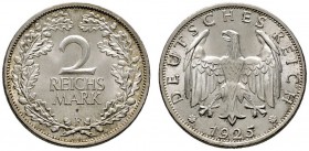 Deutsche Münzen und Medaillen ab 1871 
 Weimarer Republik 
 2 Reichsmark 1925 F. J. 320.
 Stempelglanz