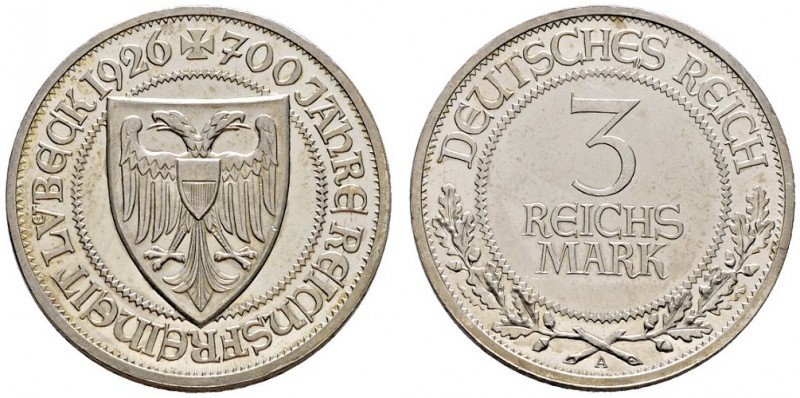 Deutsche Münzen und Medaillen ab 1871 
 Weimarer Republik 
 3 Reichsmark 1926 ...