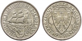 Deutsche Münzen und Medaillen ab 1871 
 Weimarer Republik 
 3 Reichsmark 1927 A. Bremerhaven. J. 325.
 vorzüglich