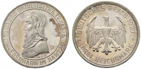 Deutsche Münzen und Medaillen ab 1871 
 Weimarer Republik 
 3 Reichsmark 1927 F. Uni Tübingen. J. 328.
 leichte Tönung, Polierte Platte-minimal ber...