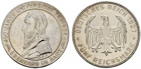 Deutsche Münzen und Medaillen ab 1871 
 Weimarer Republik 
 5 Reichsmark 1927 F. Uni Tübingen. J. 329.
 minimale Kratzer, vorzüglich-prägefrisch...