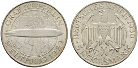 Deutsche Münzen und Medaillen ab 1871 
 Weimarer Republik 
 5 Reichsmark 1930 A. Zeppelin. J. 343.
 vorzüglich/vorzüglich-prägefrisch