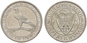 Deutsche Münzen und Medaillen ab 1871 
 Weimarer Republik 
 3 Reichsmark 1930 E. Rheinlandräumung. J. 345.
 sehr seltenes Münzzeichen, winzige Krat...