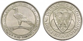 Deutsche Münzen und Medaillen ab 1871 
 Weimarer Republik 
 3 Reichsmark 1930 D. Rheinlandräumung. J. 345.
 fast Stempelglanz