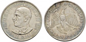 Deutsche Münzen und Medaillen ab 1871 
 Drittes Reich 
 Mattierte Silbermedaille 1933 von O. Gloeckler (unsigniert), auf die Machtergreifung. Brustb...