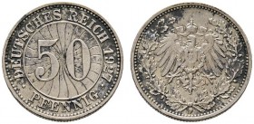 Deutsche Münzen und Medaillen ab 1871 
 Münzproben des Deutschen Reiches 
 50 Pfennig-Probe 1927 F. Kupfer-Nickel. Mit Riffelrand. Aus dem Brandschu...