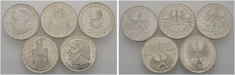 Deutsche Münzen und Medaillen ab 1871 
 Bundesrepublik Deutschland 
 Lot (5 St...