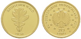 Deutsche Münzen und Medaillen ab 1871 
 Bundesrepublik Deutschland 
 20 Euro-Goldmünze 2010 G zum Thema &quot;Deutscher Wald&quot;: Eiche. 3,89 g fe...