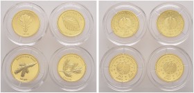 Deutsche Münzen und Medaillen ab 1871 
 Bundesrepublik Deutschland 
 Satz von 4x 20 Euro-Goldmünzen zum Thema &quot;Deutscher Wald&quot;: 2010 Eiche...
