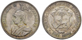 Deutsche Münzen und Medaillen ab 1871 
 Nebengebiete 
 Deutsch-Ostafrika 
 Rupie 1890. J. 713.
 feine Patina, minimale Kratzer, fast Stempelglanz