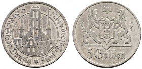 Deutsche Münzen und Medaillen ab 1871 
 Danzig 
 5 Gulden 1923. Marienkirche. J. D 9.
 gutes sehr schön