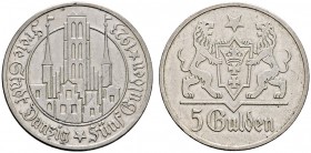 Deutsche Münzen und Medaillen ab 1871 
 Danzig 
 5 Gulden 1923. Marienkirche. J. D 9.
 sehr schön