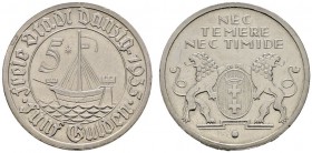 Deutsche Münzen und Medaillen ab 1871 
 Danzig 
 5 Gulden 1935. Kogge. -Nickel-. J. D 19.
 sehr schön-vorzüglich