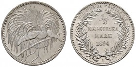 Deutsche Münzen und Medaillen ab 1871 
 Danzig 
 Deutsch-Neuguinea 
 1/2 Neu-Guinea Mark 1894 A. J. 704.
 fast Stempelglanz