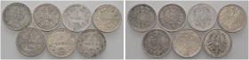 Deutsche Münzen und Medaillen ab 1871 
 Lots 
 7 Stücke: KAISERREICH - 1 Mark 1873 C, 1881 H, 1883 E und F, 1885 J, 1892 G und 1910 D (J. 9,17).
 z...