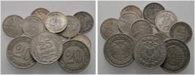 Deutsche Münzen und Medaillen ab 1871 
 Lots 
 12 Stücke: KAISERREICH . 20 Pfennig 1874 F, 1875 F,J und 1876 A,C,D,F,G,J, 1888 J und 1892 A sowie 25...