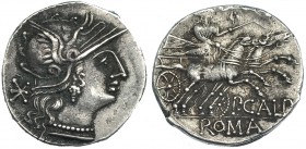 CALPURNIA. Denario. Roma (133 a.C.). Signo del valor * en el anv. R/ P. CALP y en el exergo: ROMA. FFC-225. SB-2. Leve oxidaciones. MBC+.