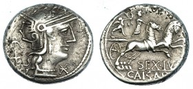JULIA. Denario. Roma (129 a.C.). R/ Venus en biga, detrás: Cupido. R(OMA) encima; debajo: SEX IV(LI) y en exergo: CAISAR. FFC-761. SB-2. Leves erosion...