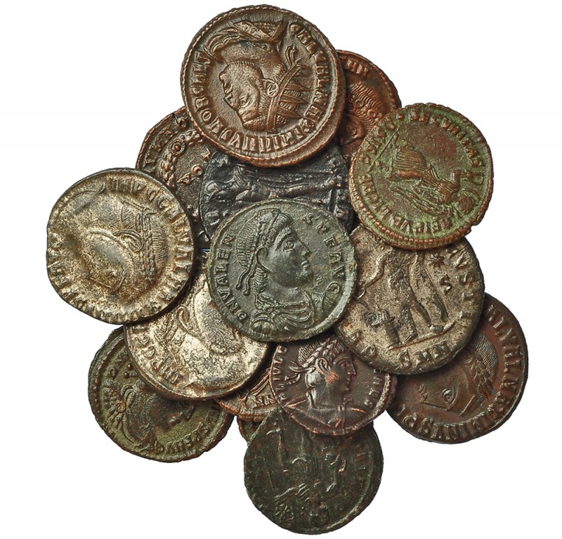 16 follis: Licinio I, Maximino II (4), Crispo (2), Valens (2), Maximiano, Valent...