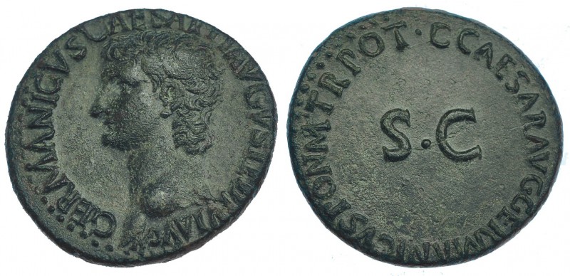 GERMÁNICO. As. Roma (37-38). A/ Cabeza desnuda a izq.; GERMANICVS CAESAR TI. AVG...
