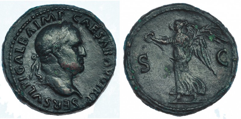 GALBA. As. Roma (68-69 d.C.). A/ SER. SVLPIGALBA IMP. CAESAR AVG. TR. P. R/ La V...