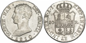 20 reales. 1810. Madrid. AI. VI-31. Leves rayitas de ajuste en el rev. B. O. EBC+.