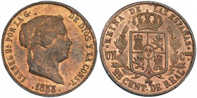 25 céntimos de real. 1855. Segovia. VI-146. B.O. EBC+/SC.