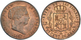 25 céntimos de real. 1857. Segovia. VI-148. B.O. EBC.