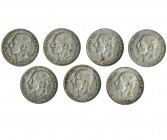 7 monedas de 2 pesetas. 1882. Madrid. MSM. B.O. EBC-/EBC.