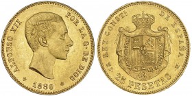 25 pesetas. 1880 *18-80. Madrid, MSM. VII1-108. EBC+.