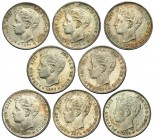 8 monedas de una peseta. 1899 *18-99. Madrid. SGV. SC.