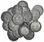 22 monedas de una peseta: 1899, Madrid, SGV (13); 1900, Madrid, SMV (9). EBC/SC.