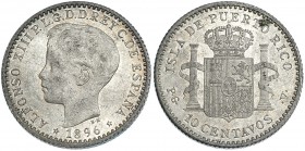 10 centavos de peso. 1896. Puerto Rico. PGV. VII-149. B.O. SC.
