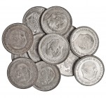12 monedas de 5 pesetas. 1957 *66. PLUS visible. SC.