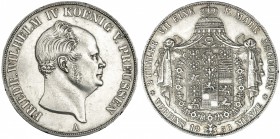 ESTADOS ALEMANES. Prusia. Doble thaler. 1856. A. Federico Guillermo IV. KM-467. DAV-772. Golpecitos en el canto. EBC-.