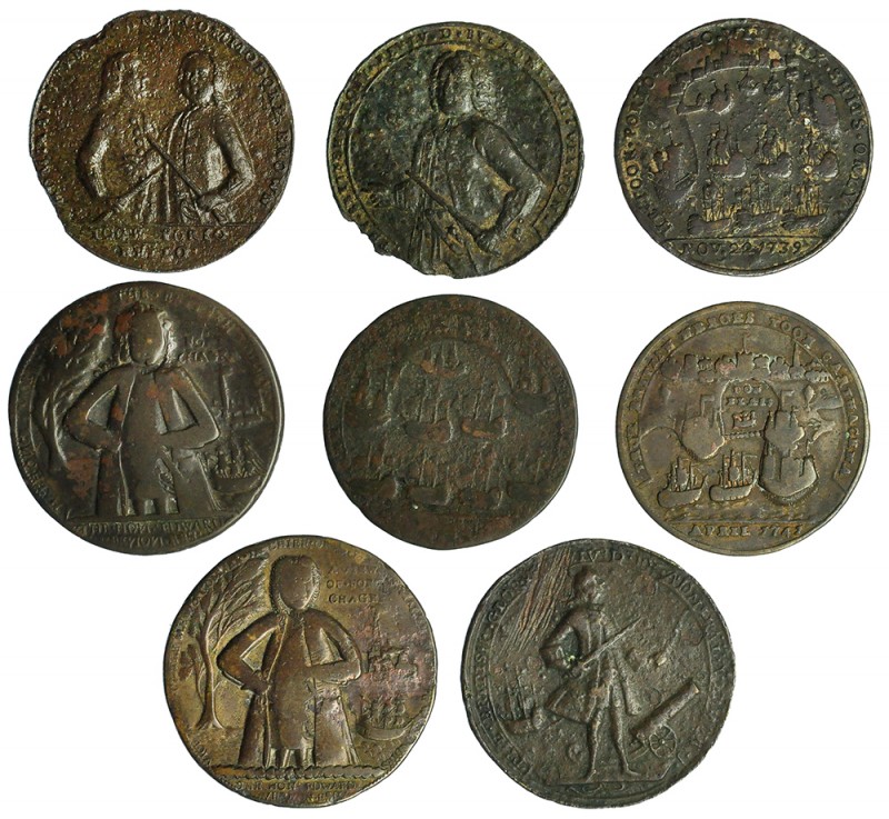 GRAN BRETAÑA. Lote de 8 medallas . Almirante Vernon. Portobelo, 1739 (7), con cu...