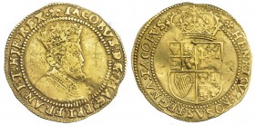 GRAN BRETAÑA. Doble corona. Jaime I (1603-1625). Marca: hoja de cinco pétalos. FR-235. Finas rayas en el anv. MBC-.
