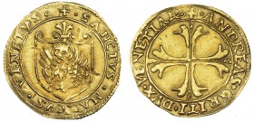 ESTADOS ITALIANOS. Venecia. Escudo de oro. Andrea Gritti (1523-1539). FR-1448. Tres pequeñas perforaciones al borde. MBC+.
