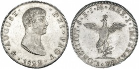 MÉXICO. 8 reales. 1822. México. JM. Agustín de Itúrbide. KM-304. EBC-. Rara.