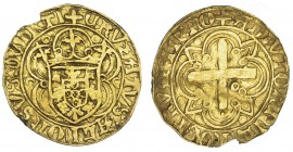 PORTUGAL. Cruzado. Alfonso V (1438-1481). FR-9. Pequeña rotura en el borde. MBC-.