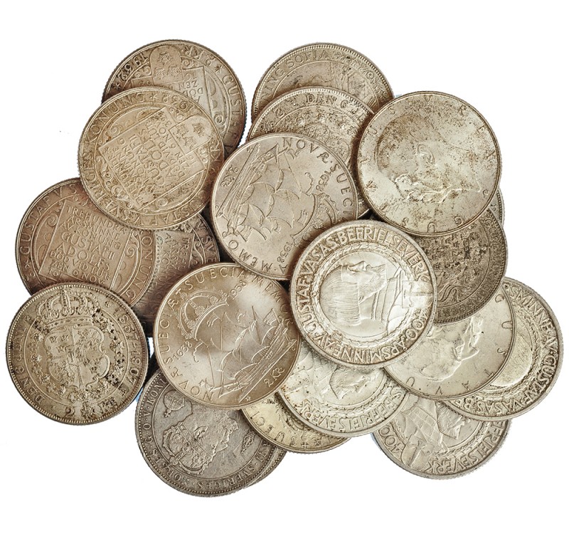 SUECIA. Lote de 23 monedas de 2 coronas: 1897 (4), 1907 (4), 1912 (5), 1932 (5) ...